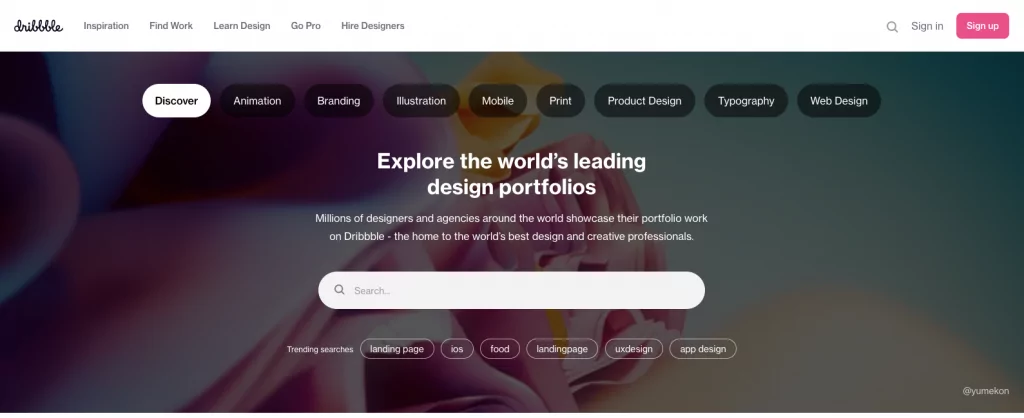 Dribbble Home Page