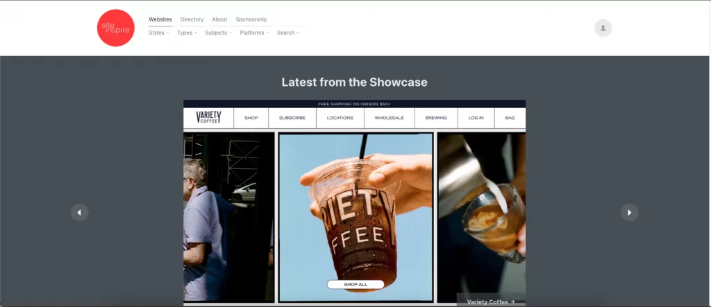 Siteinspire home Page