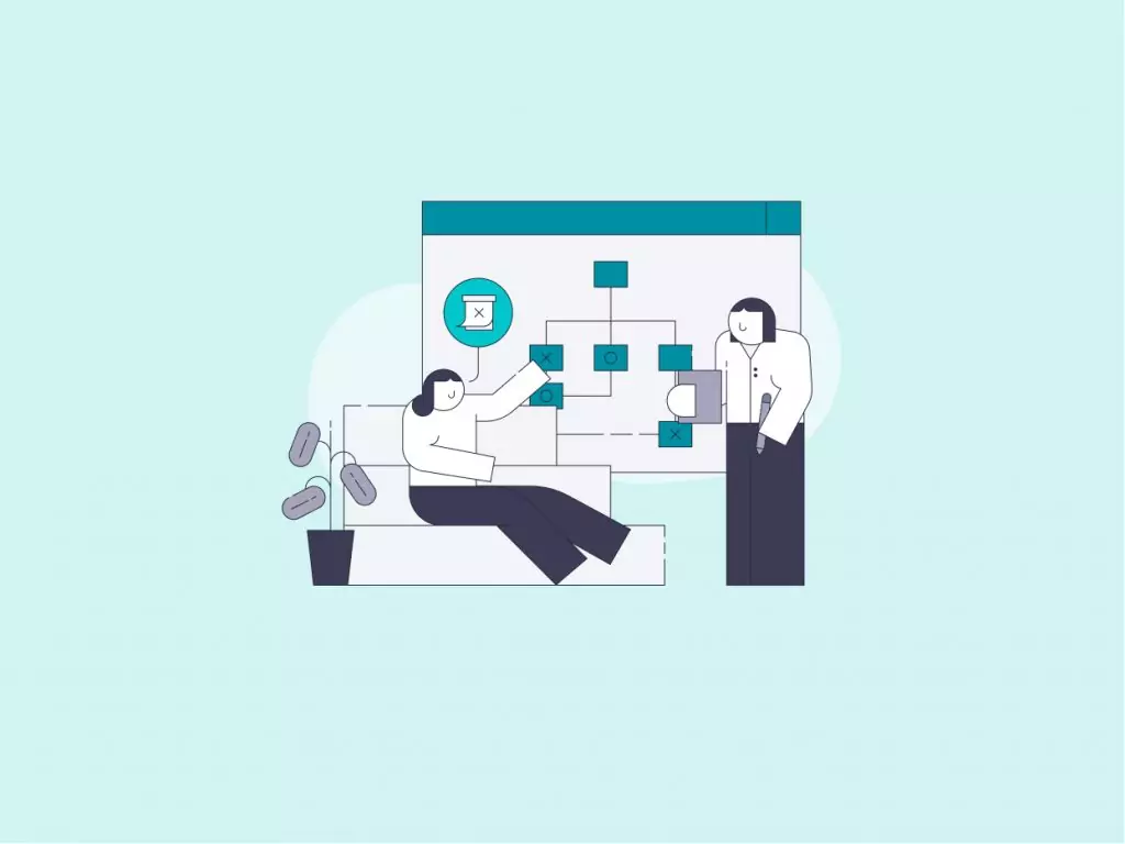 illustration personnes qui travaillent ensemble sur un Design system robuste et évolutif
