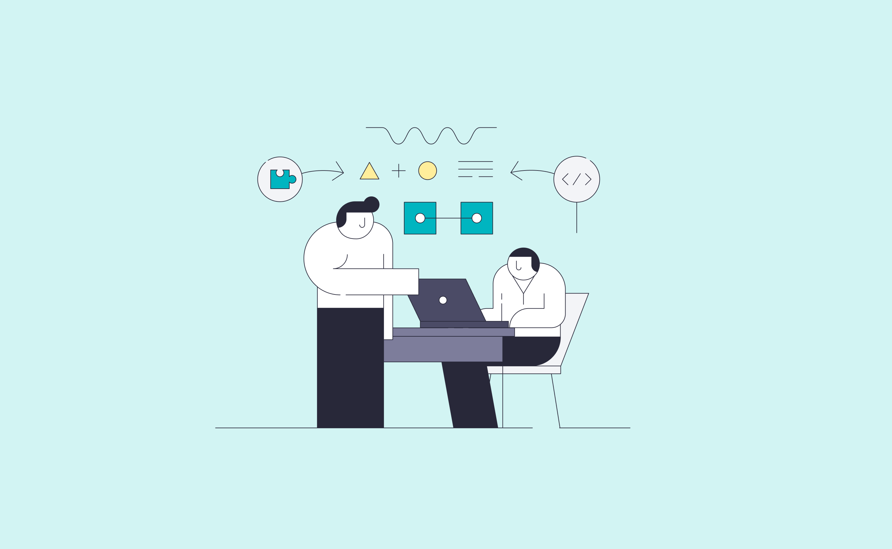 Illustration d'une équipe qui travaille sur un Design System